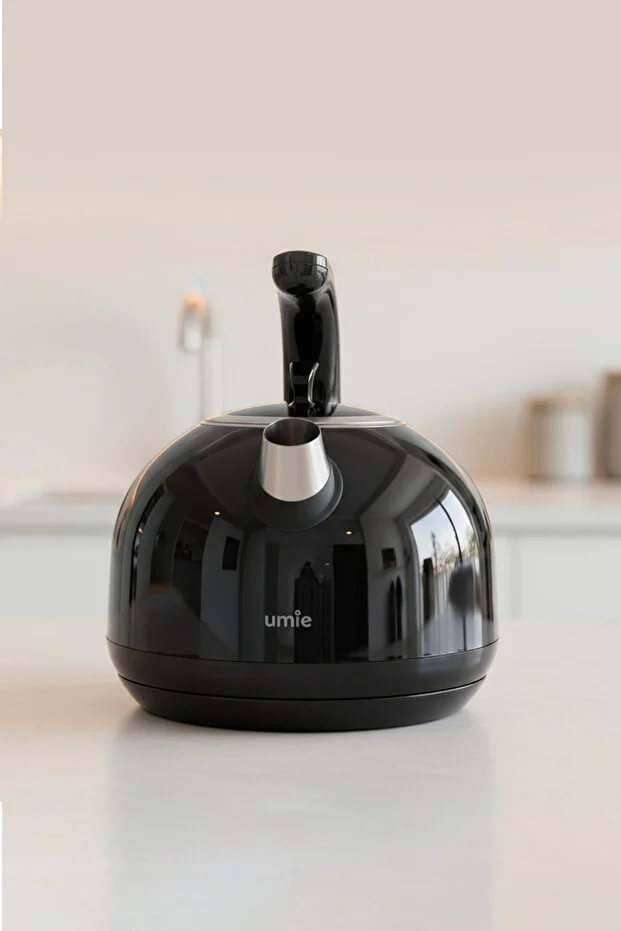 Umie Dijital Göstergeli Retro Kettle 1.7L Wifi & Bluetooth Dokunmatik Suya Akıllı Su Isıtıcısı Siyah